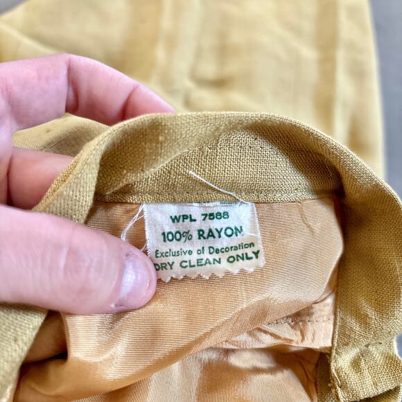 Vintage 60s Susan Thomas Tweed Mustard Yellow Skirt 100% Rayon 28" - Picture 10 of 10